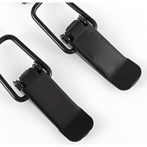 Paar Heckklappenpuffer, Schnellverschlüsse, Hakenriegel, Clips, Zubehör für Pkw oder Lkw, galvanisierte Oberfläche, schwarz. (1/5)