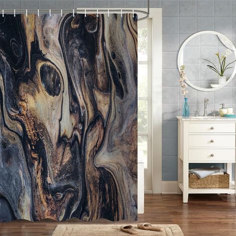 140x180cm Résumé Moderne Rideau De Douche Crâne Tordu Rideau De Douche pour Salle De Bain Tissu Polyester Imperméable Ensemble avec Crochets (1/4)
