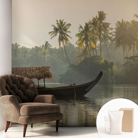 Carta Da Parati Non Tessuto - Con Colla Inclusa per Camera da Letto - Facile da Applica - Motivo decorativo Paradiso tropicale 250x250 cm (1/5)