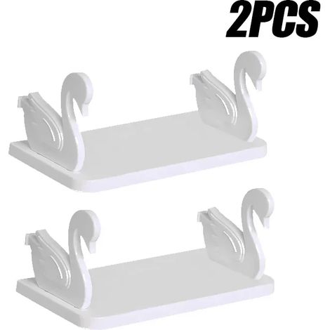 (Blanc - Lot de 2) Étagère murale cygne sans perçage, rangement pour salle de bain, organisateur de cuisine, étagère murale multifonctionnelle pour la décoration intérieure (1/5)