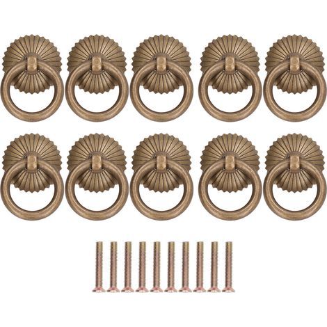 10 antike Schubladengriffe aus Messing, Vintage-Stil, rostbeständig, hochwertige Möbelgriffe (1/5)