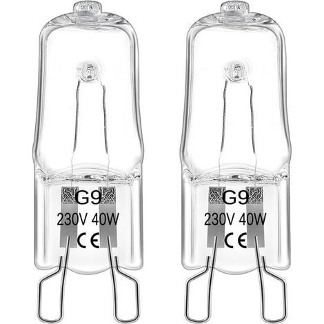 Ampoule de Four Halogène G9 40W 300 Degrés, 230V, Ampoule Halogène Dimmable Blanc Chaud 2800K, 480LM, G9 Lampes halogènes pour Four, Micro-Ondes, Plafonnier, Eclairage D'armoire, Lot de 2 (1/5)