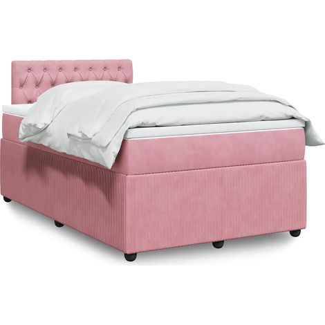 Boxspringbett mit Matratze Rosa 120x190 cm Samt (1/5)