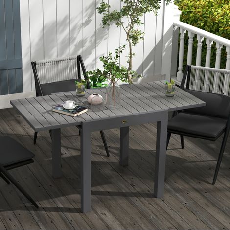 Table de jardin extensible 162x80x75 cm en aluminium gris, pour 6 personnes, gain de place – MEUBLIV (1/5)