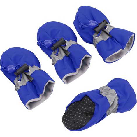 Chaussures antidérapantes pour chiots (lot de 4), semelles souples, cordon de serrage ajustable, bottes imperméables pour chiens de petite et moyenne taille, protection des pattes. (1/5)
