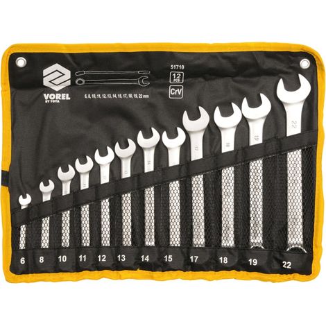 Chiavi combinate 6-22 mm, CV, set da 12, satinate, astuccio 51710 VOREL (1/2)