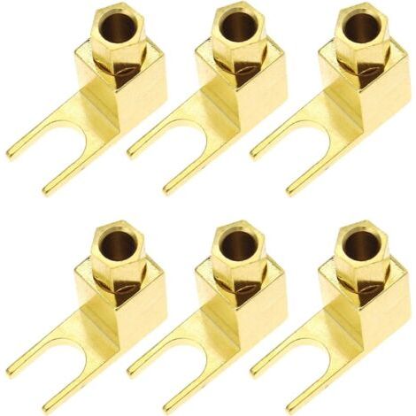 BUNTHAUS lot de 6 Connecteur de Câble de Haut Parleur, Adaptateur Banane à Bêche Haut de Gamme Fil de Câble de Haut Parleur à Angle Droit Fourche à Bêche (1/4)