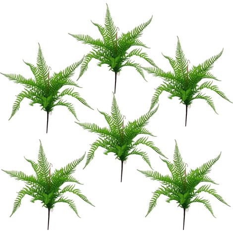 6 x 60cm Artificial Bushy Dixie Wood Fern Dark Green Plant (1/5)