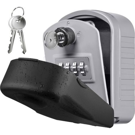 Secure Key Box [New Generation] Large Outdoor Key Safe with 4 Codes & Waterproof Emergency Keys (Silver) (1/5)