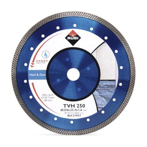 Rubi – Disque diamant pour meuleuse 200mm – Alésage 25,4mm – Coupe granit, grès, ardoise – Turbo Viper TVH-200 Superpro