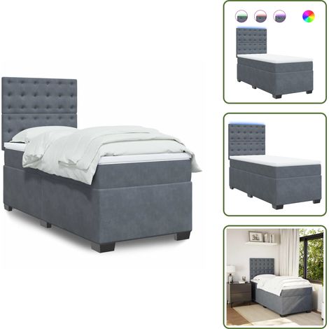 Boxspringbett mit Matratze Dunkelgrau 90x200 cm Samt - Boxspringbett - Boxspringbetten - Bett - Betten (1/5)