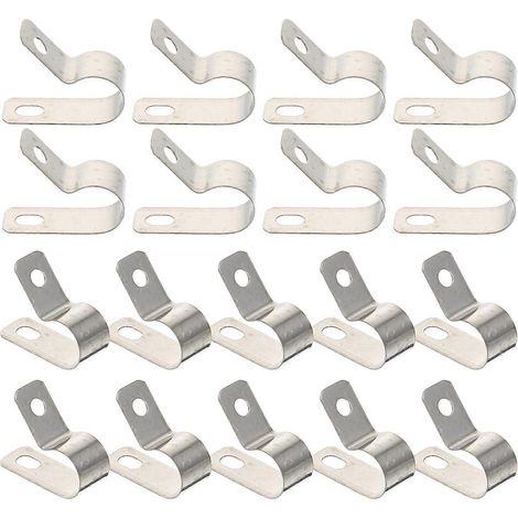 Lot de 20 supports métalliques pour tubes et câbles électriques, fixation murale. (1/4)