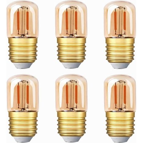 Mini ampoule LED tubulaire, 1W T28 Edison Ampoule à filament LED E27 Base à vis 2200K Ampoule blanche super chaude pour décorative 80 lm non dimmable (verre ambré),220V, 6 Pack-LIAIKI (1/5)
