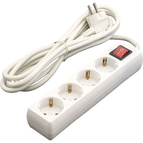 Base Multiple 4 Tomas c/interruptor 1,5m blanco