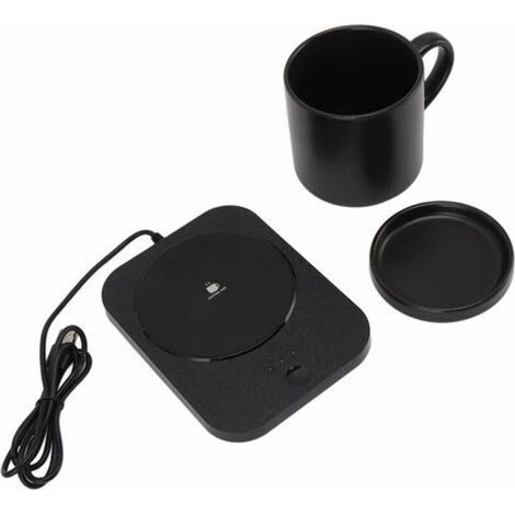 Chauffe tasse,Tasse à café chauffante électrique, 55℃ chaud constant, alimentation USB, avec tasse en céramique, pour le bureau, 5V,Noir (1/5)