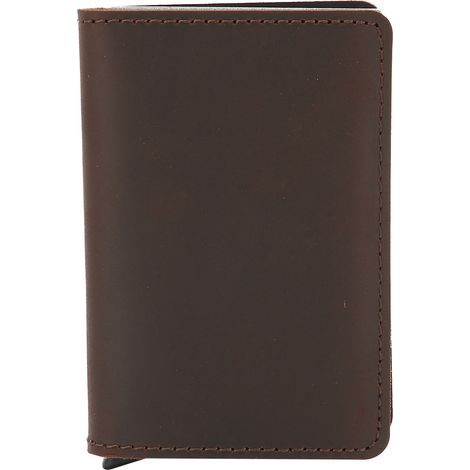 Porte-cartes élégant et fin pour homme, étui à cartes métallique, pince à billets, sac à cartes de crédit, couleur café foncé, cadeau idéal. (1/5)