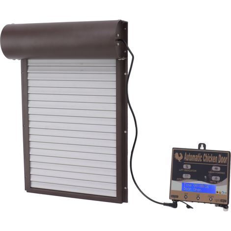 Porte de poulailler automatique 3 en 1 avec détection de luminosité, minuterie et télécommande, pour élevage, 100-240 V, prise américaine marron. (1/5)
