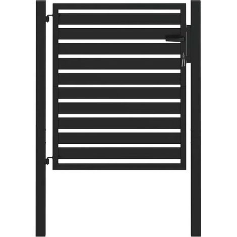 Portail de jardin verrouillable en alliage d'aluminium noir, 100 x 100 cm
