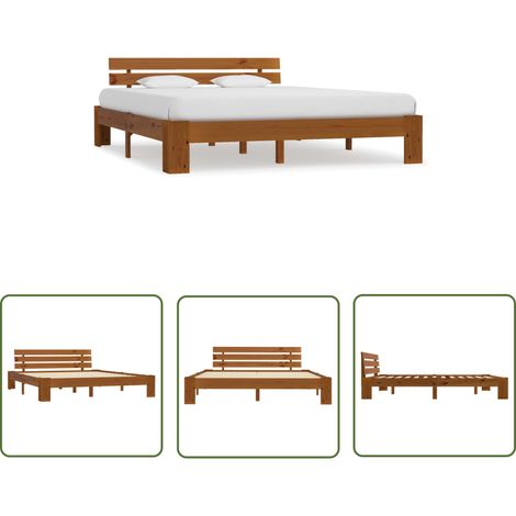 The Living Store Massivholzbett Honigbraun Kiefer 180x200 cm - Massivholzbette - Holzbettrahmen - Kiefernbett - Doppelbett - Bettgestell (1/5)