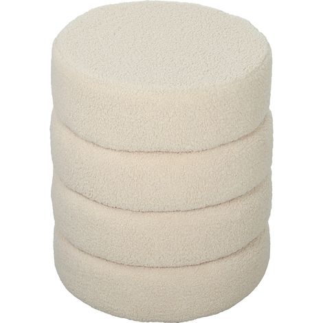 Hocker. rund. Teddyfleece. bis 120kg. Φ40x45H cm. Beige (1/4)