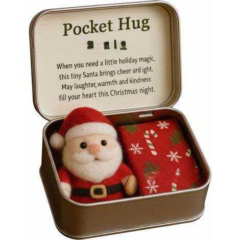 Boîte En Fer Blanc De Noël - Boîte De Rangement Festive Avec Jouet En Peluche - Idéal Pour Calendrier De L'Avent Et Chaussettes De Noël - 1 Pièce (1/2)