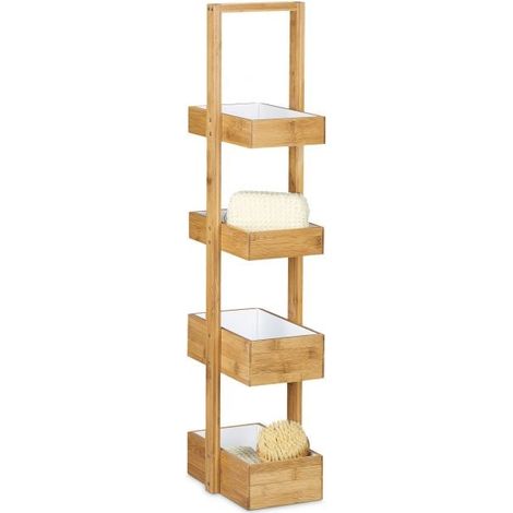 Mensola da bagno in bambu con 4 scomparti 88308 (1/5)