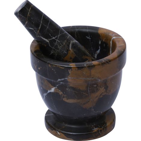 Interiors by Premier Black & Gold Marble Mortar & Pestle,Perfect Grinding Pestle& Mortar,Easy to Clean Antique Mortar & Pestle (1/5)