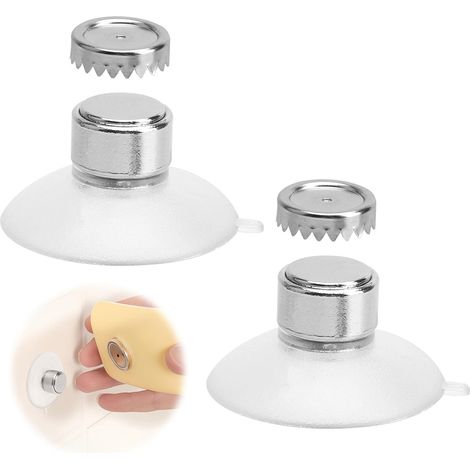 Lot de 2 porte-savons aimantés inox – ventouse + aimant, adhérence forte – lavabo/douche/salle de bain/cuisine (1/5)