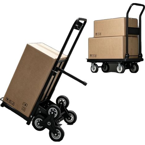 Chariot Escalier, Charge Max 210 kg, 6 Roues Directionnelles, Design Pliable, Hauteur des Accoudoirs 73-114,5 cm, Taille du Produit 4625,5 cm (1/5)