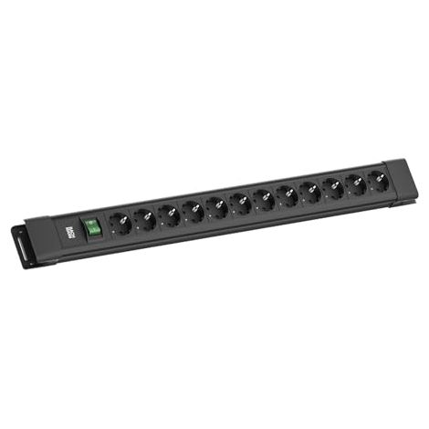 Bachmann CONNECTUS - Regleta de 12 enchufes (Resistente, con Interruptor y Cable de 2 m), Color Negro