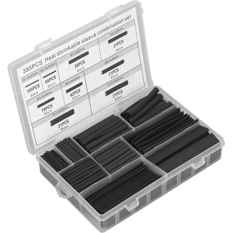 Kit de 385 pièces de gaine thermorétractable, isolation électrique, kit de gainage ignifuge pour câbles (1/5)