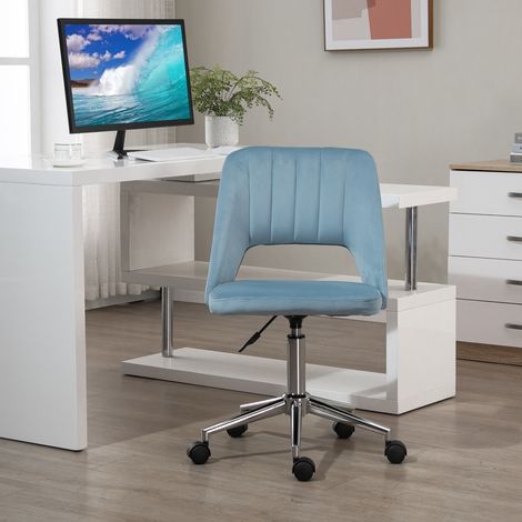 Sedia da ufficio Vinsetto, sedia da scrivania con effetto velluto, regolabile in altezza, girevole, sedia da toeletta, sedia da ufficio, portata fino a 120 kg, per studio, camera da letto, blu
