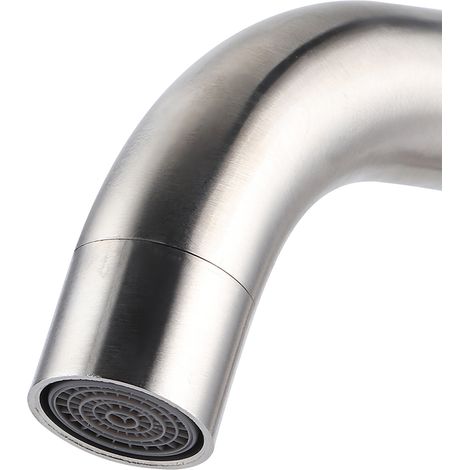 Grifo monomando para lavabo, G1/2, acero inoxidable cepillado, sin latiguillo, para baños. (1/5)