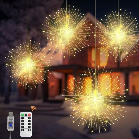 Guirlandes lumineuses Noël 4 pièces 360LED USB fil cuivre étanche décoration extérieure (1/5)
