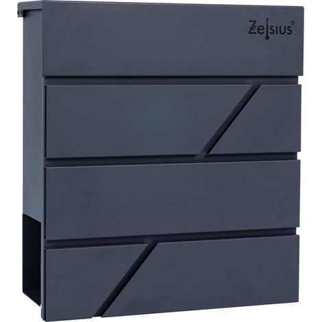 Zelsius Briefkasten Solid mit Zeitungsfach integrierter Soft-Close-Effekt RAL7016 Anthrazit