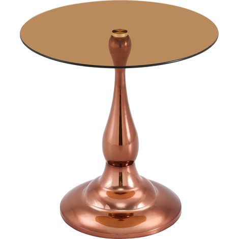 Table d'appoint ronde en verre trempé teinté avec socle métallique antidérapant, diamètre 50 cm (1/5)