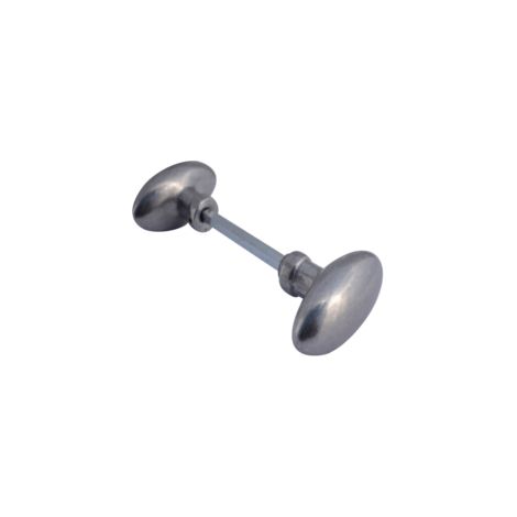 Quincadeco – Bouton double ovale aluminium poli – Pour portes anciennes et portails – Carré 6 x 110 mm – Réglage facile avec vis pointeau