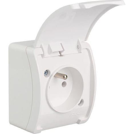 Prise étanche simple avec terre (2P+T) clapet blanc IP44 KOALA (1/4)