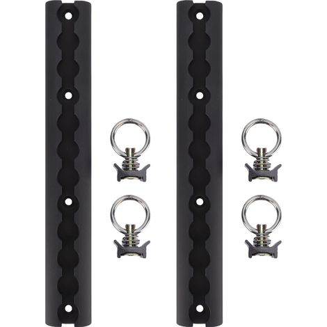 GARRYFIZH Rail d'arrimage en aluminium en forme de L, épaisseur 304 mm, avec 4 anneaux ronds, pour motos, quads, motos tout-terrain et pick-ups (noir).