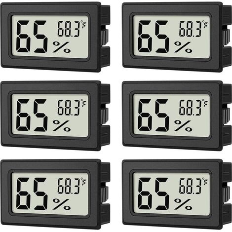 6er-Pack Mini-Hygrometer für den Innenbereich, Mini-Digitalthermometer, Hygrometer für den Innenbereich, Thermometer-Hygrometer, Fahrenheit-Monitor (℉) für Reptilienthermostat, Gläser, Kühlschrank (1/5)