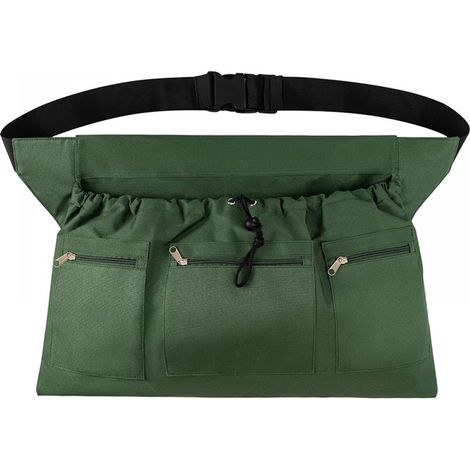 Tablier De Rangement Mi-Hauteur - Tablier De Récolte Extérieur Avec Grandes Poches - Réglable - Bleu - 1 Pièce (1/5)