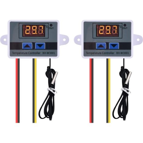 2PCS Contrôleur de Température Numérique DC 12V ,W3001 Thermostat Module de Contrôle de Température avec Capteur étanche pour Frigo Incubateur Serre Ventilateur (1/5)