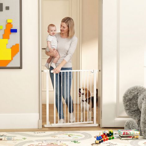 Barrière de sécurité à blanc à avec extension fixation par pression sans perçage 76 pour chiens et bébés 76 80cm 80 cm conception robuste