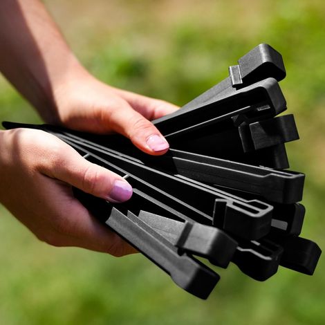 Lot de 20 Piquets d'ancrage en Plastique pour Bordure de Jardin 24,5 cm - Piquets de Jardin Robustes, Noir (1/5)