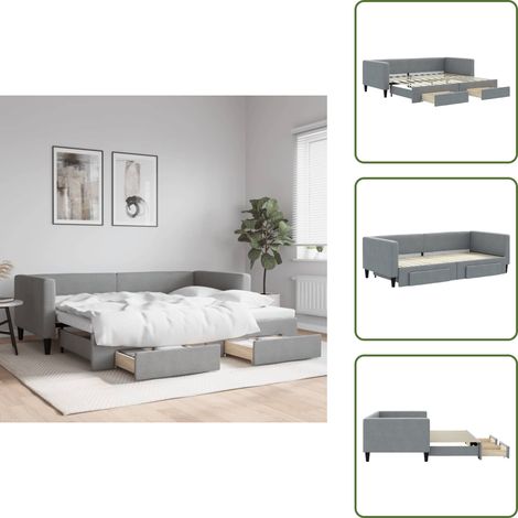 The Living Store Lit de jour avec gigogne et tiroirs sans matelas 90x200 cm - Canapé Lit - Lit Gigogne - Meuble Multifonctionnel - Lit D'appoint - Rangements Intégrés (1/5)