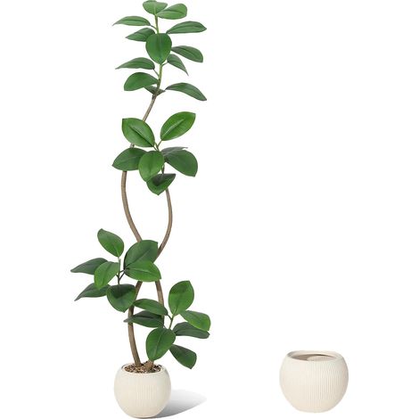 Árbol de caucho artificial, hojas realistas, elegante decoración de interior, 180 cm-01 (1/2)