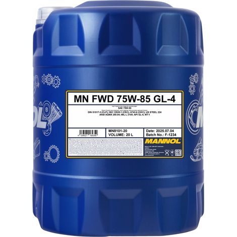 MANNOL - Huile de transmission 75W85 8101 - Bidon de 20 litres - MN8101-20 - Ce produit de marque MANNOL est neuf.