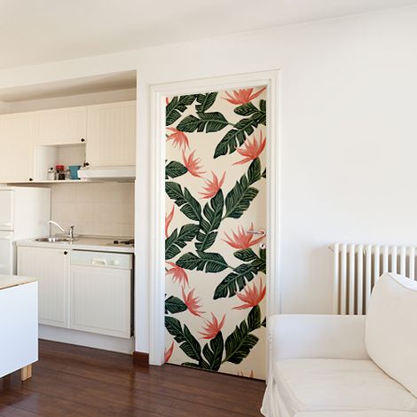 Sticker Porte Plantes Roses - Exclu Wall Sweet Home - 204x83cm - Autocollant Décoratif pour Porte Intérieure - Fleurs Roses Décoratives (1/4)