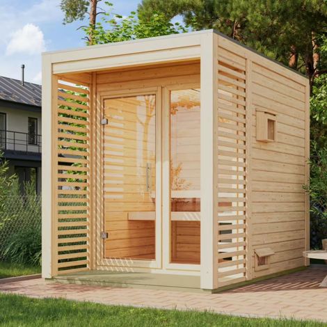 Sauna Exterieur 4-6 Places Epicea Nordique 5.3m2 Poêle 9kW Karibu (1/5)