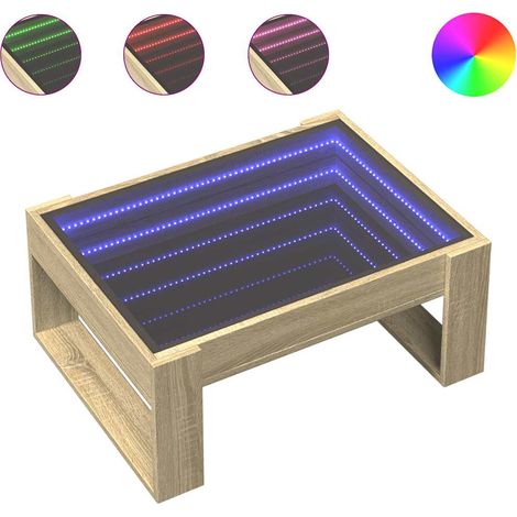 Maison Exclusive - Couchtisch mit Infinity-LED Sonoma-Eiche 70x53